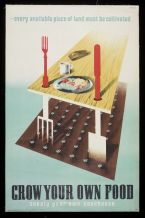 'Grow Your Own Food supply your own cookhouse', Abram Games, 1942, colour lithograph, 75.9 cm x 49 cm, V&A Prints & Drawings Study Room, level C, case Y, shelf 66, box C